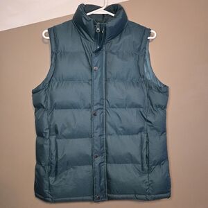 Aviva Sports Unisex Deep Teal Puffer Vest Full Zip Full Snap Button Size Medium